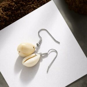Seashell Drop Earrings Silver Tone Alloy Gift Boxed